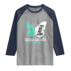 April Sexual Assault Awareness Raglan Shirt Teal Ribbon Flower TS14 Sport Gray Navy Print Your Wear