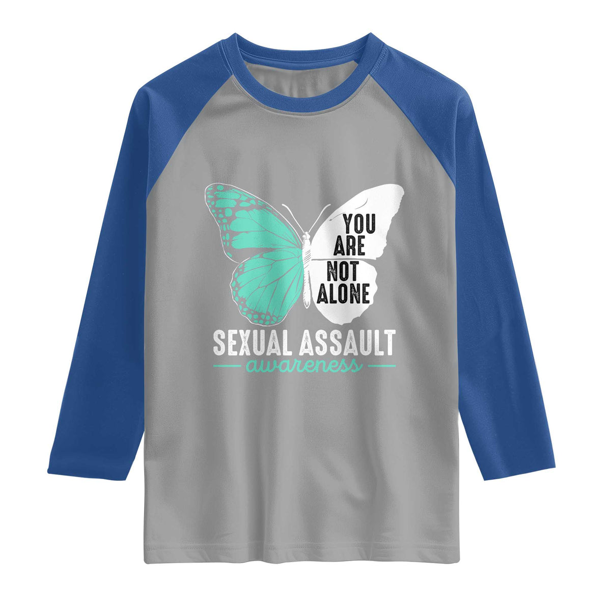 April Sexual Assault Awareness Raglan Shirt Teal Ribbon Flower TS14 Sport Gray Royal Print Your Wear