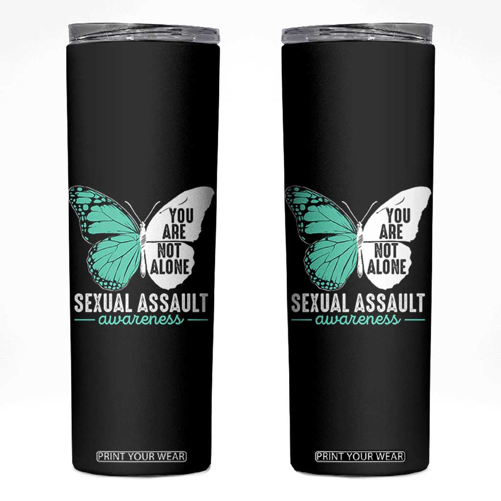 April Sexual Assault Awareness Skinny Tumbler Teal Ribbon Flower TS14 Black Print Your Wear