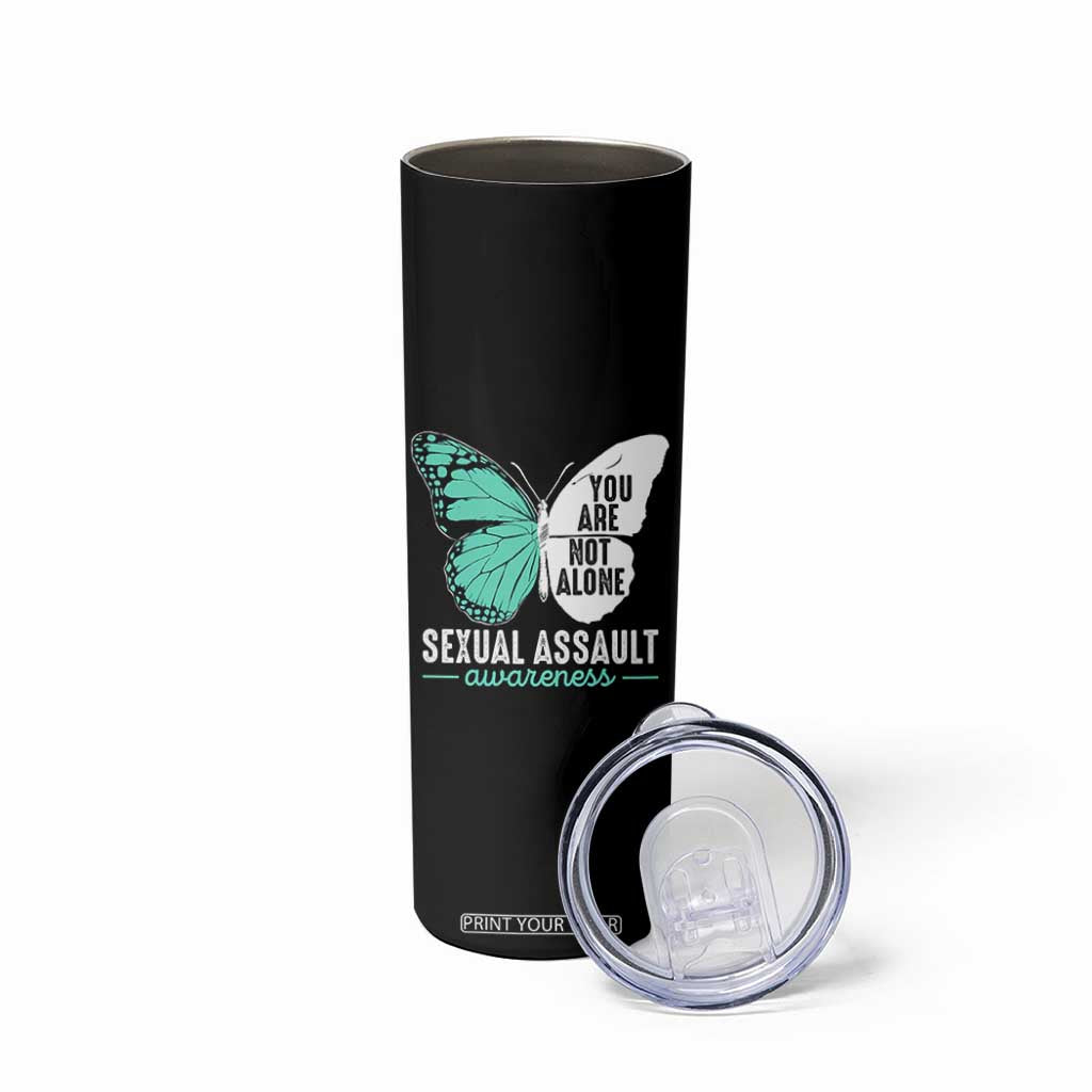 April Sexual Assault Awareness Skinny Tumbler Teal Ribbon Flower TS14 Print Your Wear