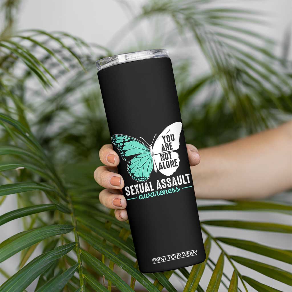 April Sexual Assault Awareness Skinny Tumbler Teal Ribbon Flower TS14 Print Your Wear