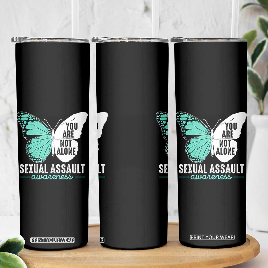 April Sexual Assault Awareness Skinny Tumbler Teal Ribbon Flower TS14 Print Your Wear