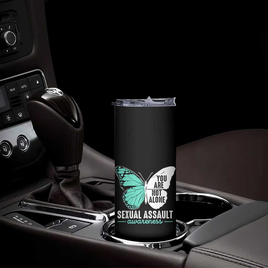 April Sexual Assault Awareness Skinny Tumbler Teal Ribbon Flower TS14 Print Your Wear