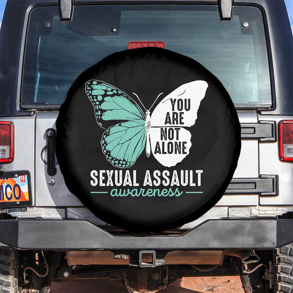 April Sexual Assault Awareness Spare Tire Cover Teal Ribbon Flower TS14 No hole Black Print Your Wear