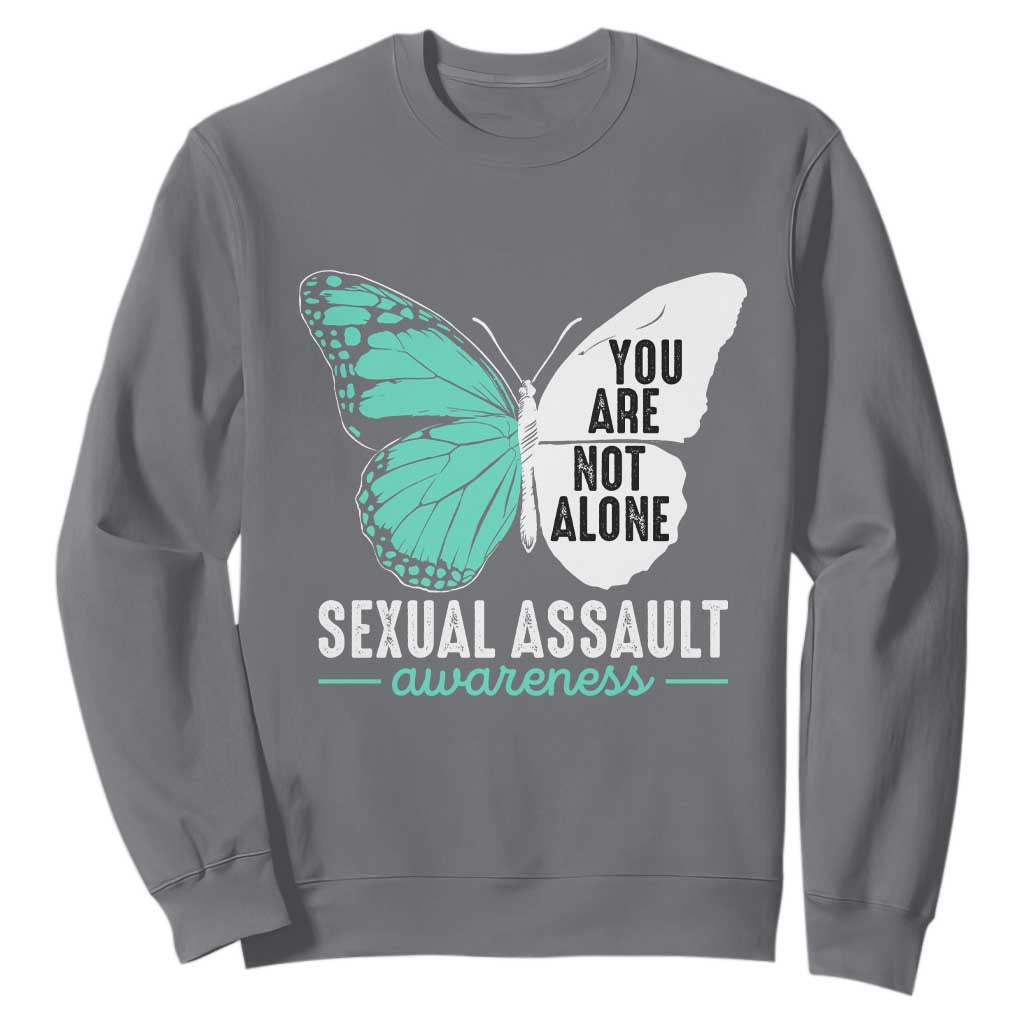 April Sexual Assault Awareness Sweatshirt Teal Ribbon Flower TS14 Charcoal Print Your Wear