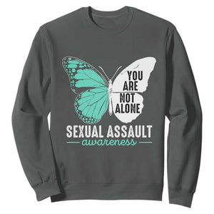April Sexual Assault Awareness Sweatshirt Teal Ribbon Flower TS14 Dark Heather Print Your Wear