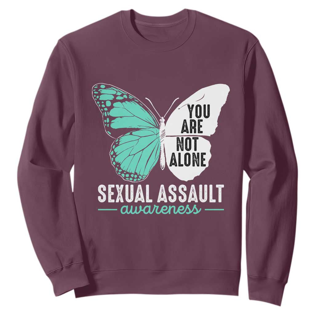 April Sexual Assault Awareness Sweatshirt Teal Ribbon Flower TS14 Maroon Print Your Wear