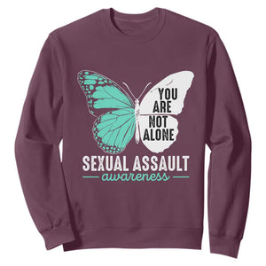 April Sexual Assault Awareness Sweatshirt Teal Ribbon Flower TS14 Maroon Print Your Wear