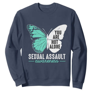 April Sexual Assault Awareness Sweatshirt Teal Ribbon Flower TS14 Navy Print Your Wear