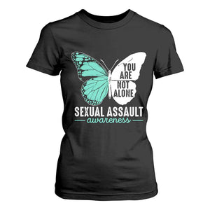 April Sexual Assault Awareness T Shirt For Women Teal Ribbon Flower TS14 Black Print Your Wear
