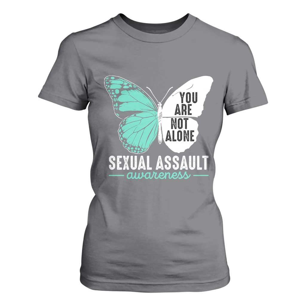 April Sexual Assault Awareness T Shirt For Women Teal Ribbon Flower TS14 Charcoal Print Your Wear
