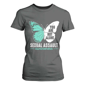 April Sexual Assault Awareness T Shirt For Women Teal Ribbon Flower TS14 Dark Heather Print Your Wear