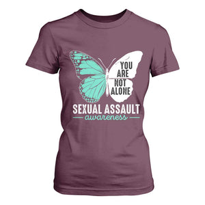 April Sexual Assault Awareness T Shirt For Women Teal Ribbon Flower TS14 Maroon Print Your Wear