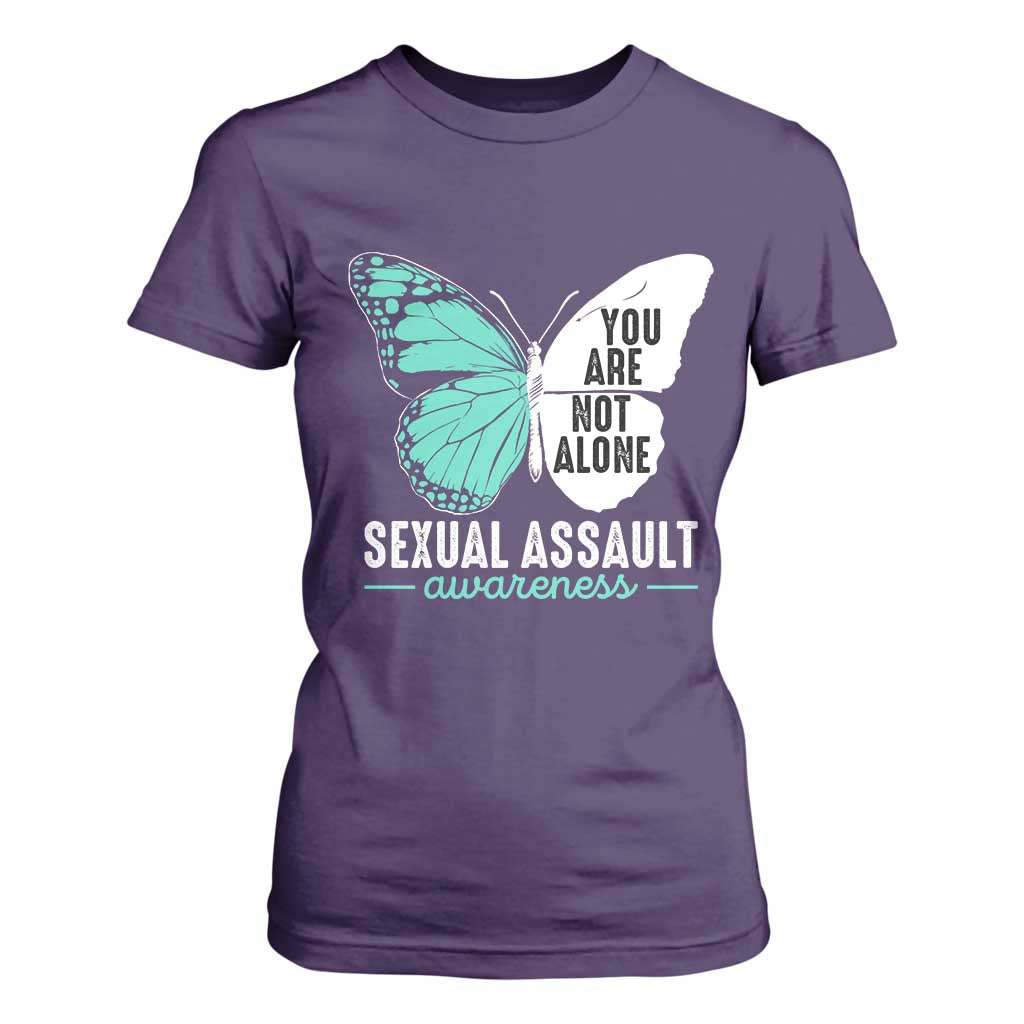 April Sexual Assault Awareness T Shirt For Women Teal Ribbon Flower TS14 Purple Print Your Wear
