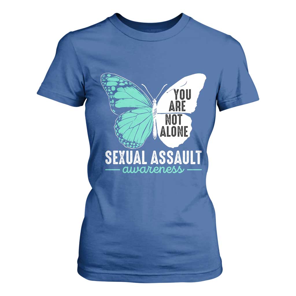 April Sexual Assault Awareness T Shirt For Women Teal Ribbon Flower TS14 Royal Blue Print Your Wear