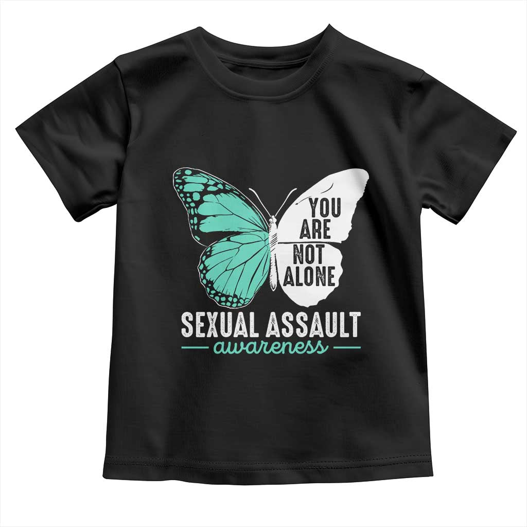 April Sexual Assault Awareness Toddler T Shirt Teal Ribbon Flower TS14 Black Print Your Wear