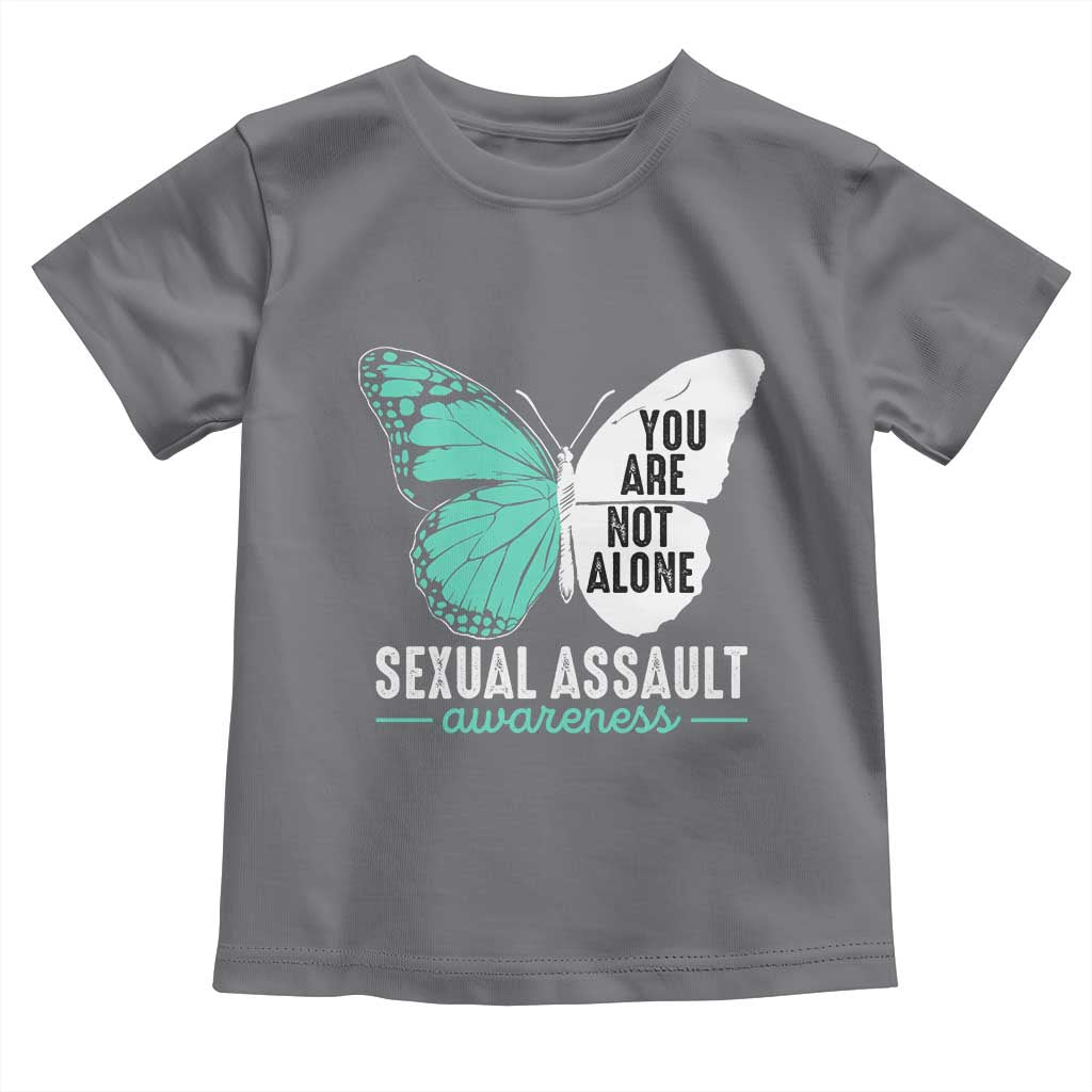 April Sexual Assault Awareness Toddler T Shirt Teal Ribbon Flower TS14 Charcoal Print Your Wear