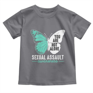 April Sexual Assault Awareness Toddler T Shirt Teal Ribbon Flower TS14 Charcoal Print Your Wear