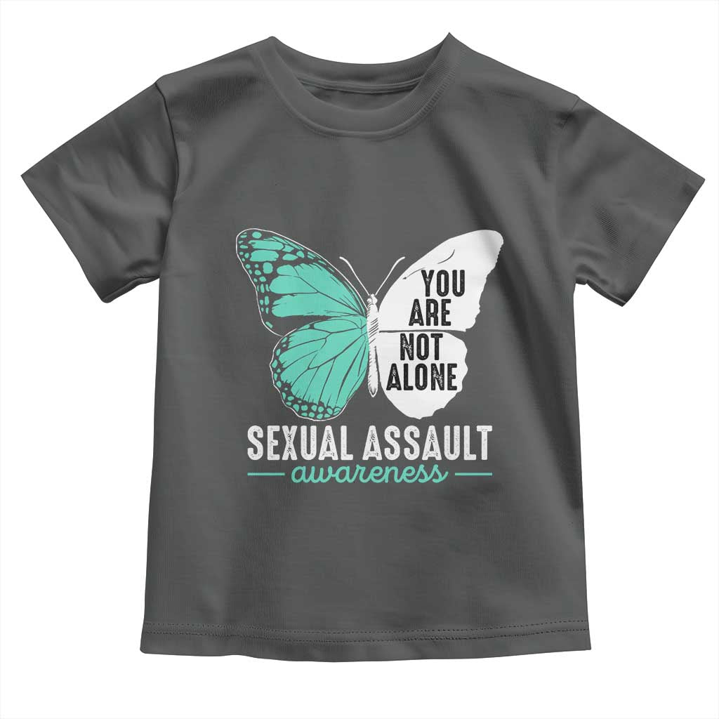 April Sexual Assault Awareness Toddler T Shirt Teal Ribbon Flower TS14 Dark Heather Print Your Wear