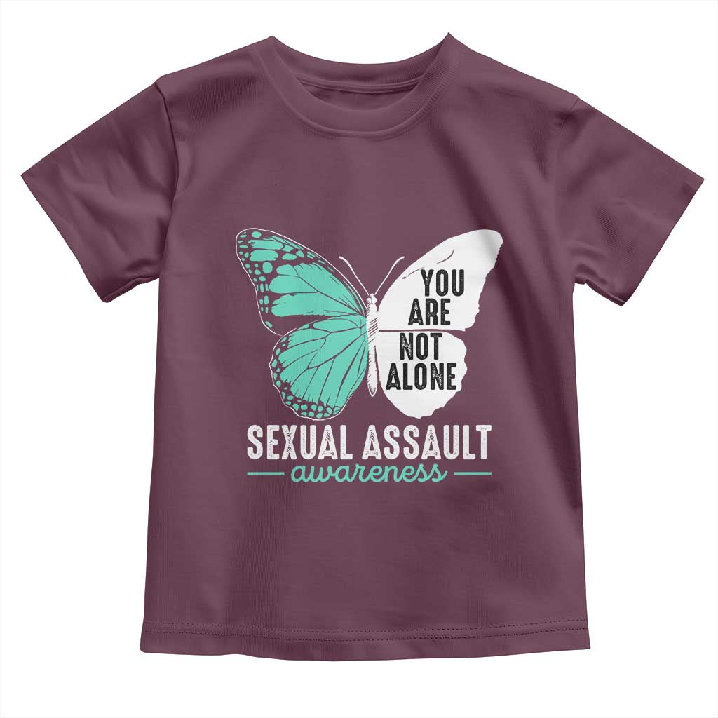 April Sexual Assault Awareness Toddler T Shirt Teal Ribbon Flower TS14 Maroon Print Your Wear