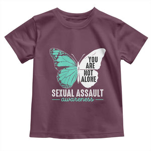 April Sexual Assault Awareness Toddler T Shirt Teal Ribbon Flower TS14 Maroon Print Your Wear