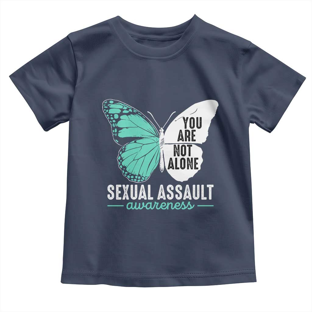April Sexual Assault Awareness Toddler T Shirt Teal Ribbon Flower TS14 Navy Print Your Wear
