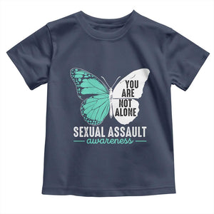 April Sexual Assault Awareness Toddler T Shirt Teal Ribbon Flower TS14 Navy Print Your Wear