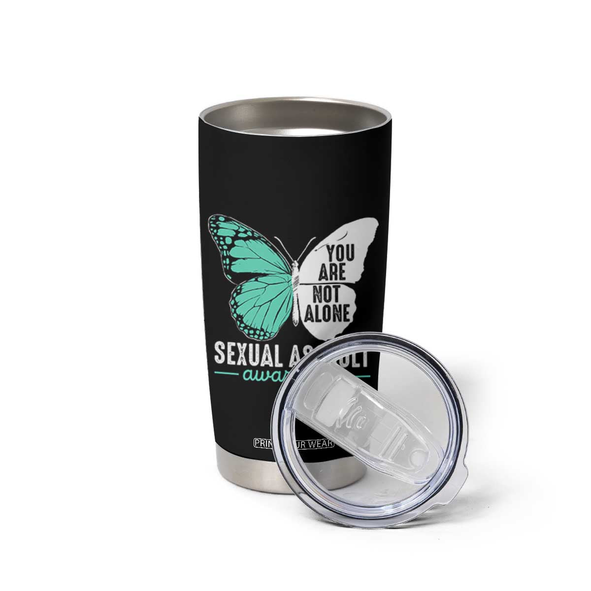 April Sexual Assault Awareness Tumbler Cup Teal Ribbon Flower TS14 Print Your Wear