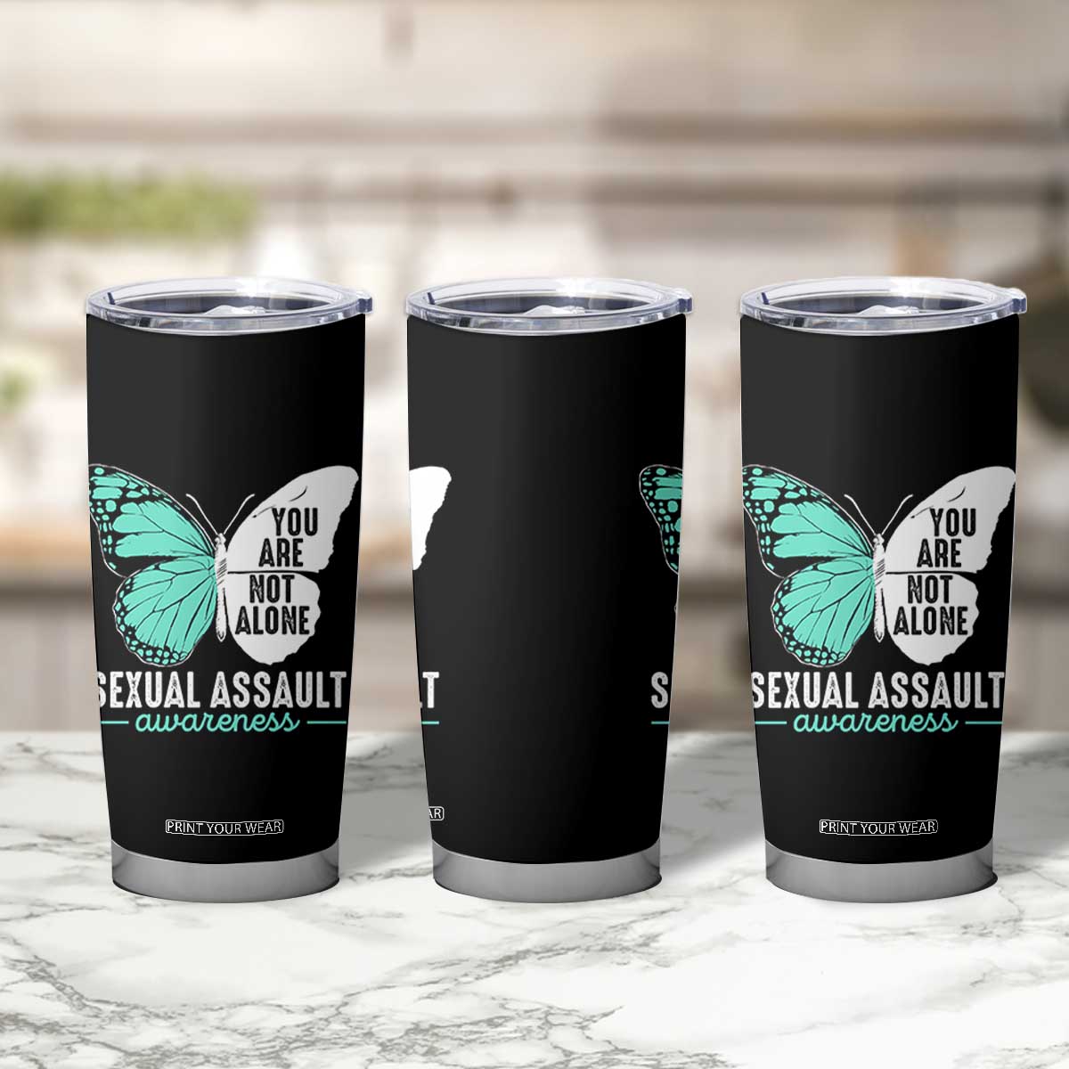 April Sexual Assault Awareness Tumbler Cup Teal Ribbon Flower TS14 Print Your Wear