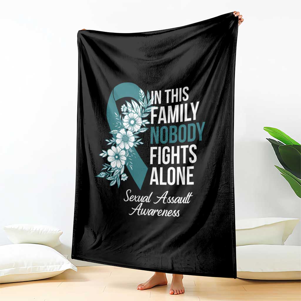 Sexual Assault Awareness Throw Blanket In This Family Nobody Fights Alone TS14 Print Your Wear