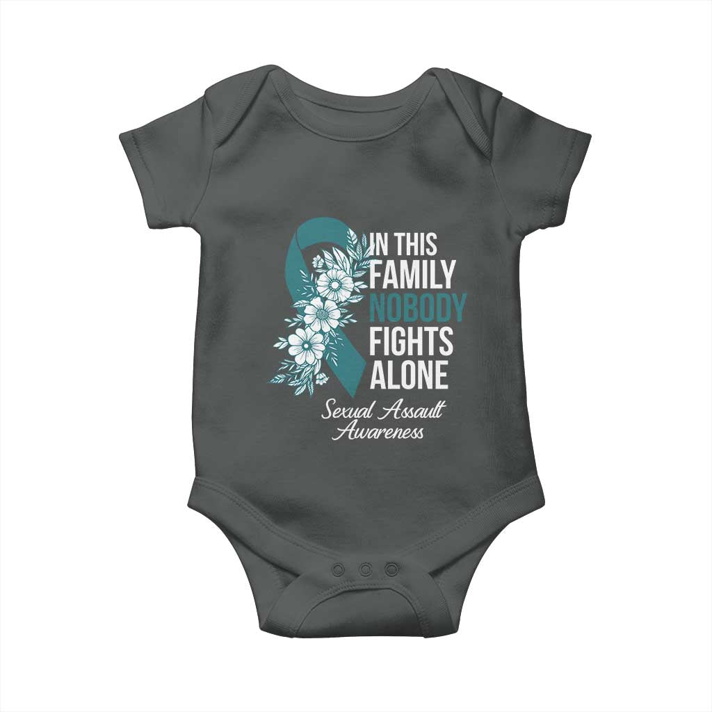 Sexual Assault Awareness Baby Onesie In This Family Nobody Fights Alone TS14 Dark Heather Print Your Wear