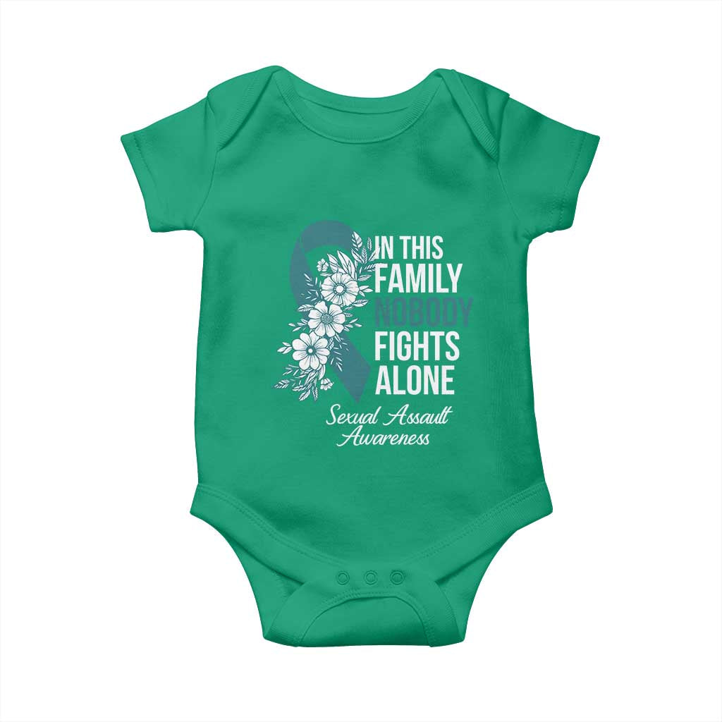 Sexual Assault Awareness Baby Onesie In This Family Nobody Fights Alone TS14 Irish Green Print Your Wear