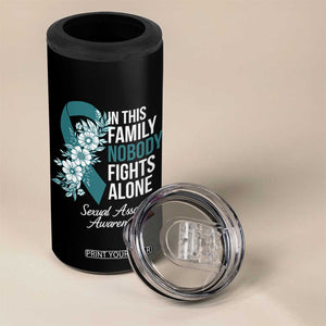 Sexual Assault Awareness 4 in 1 Can Cooler Tumbler In This Family Nobody Fights Alone TS14 Print Your Wear