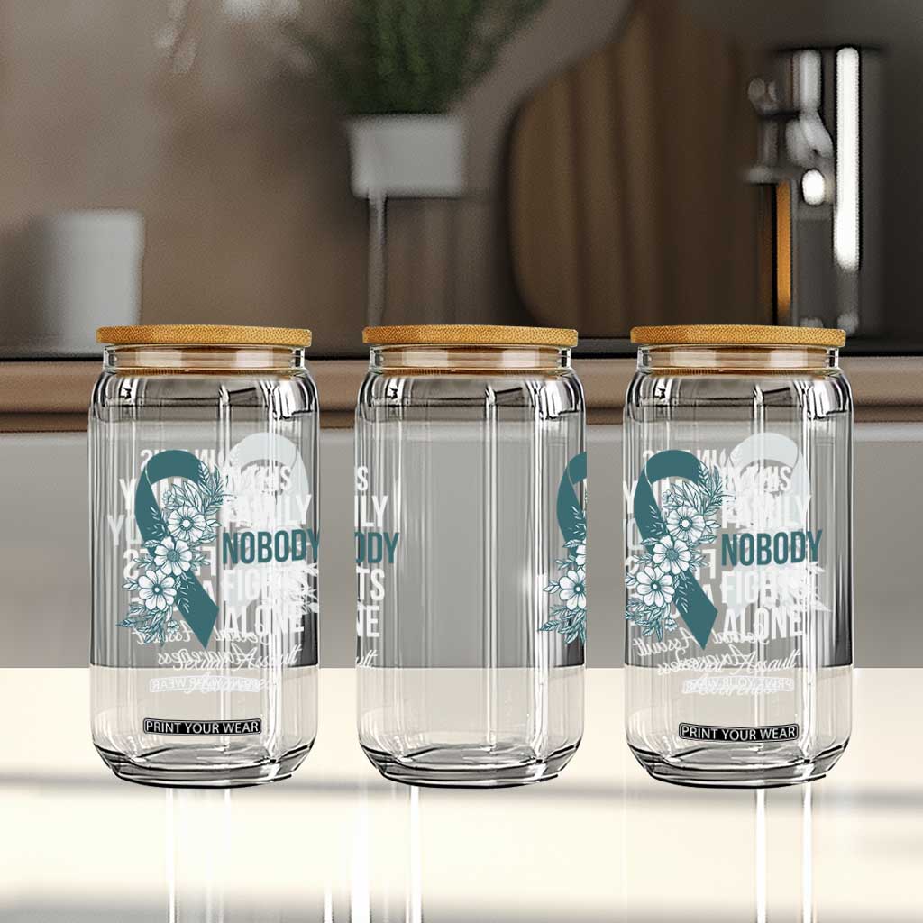 Sexual Assault Awareness Glass Can In This Family Nobody Fights Alone TS14 Print Your Wear