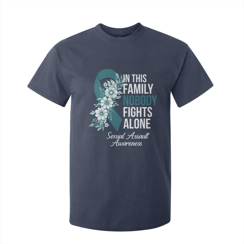 Sexual Assault Awareness T Shirt For Kid In This Family Nobody Fights Alone TS14 Navy Print Your Wear