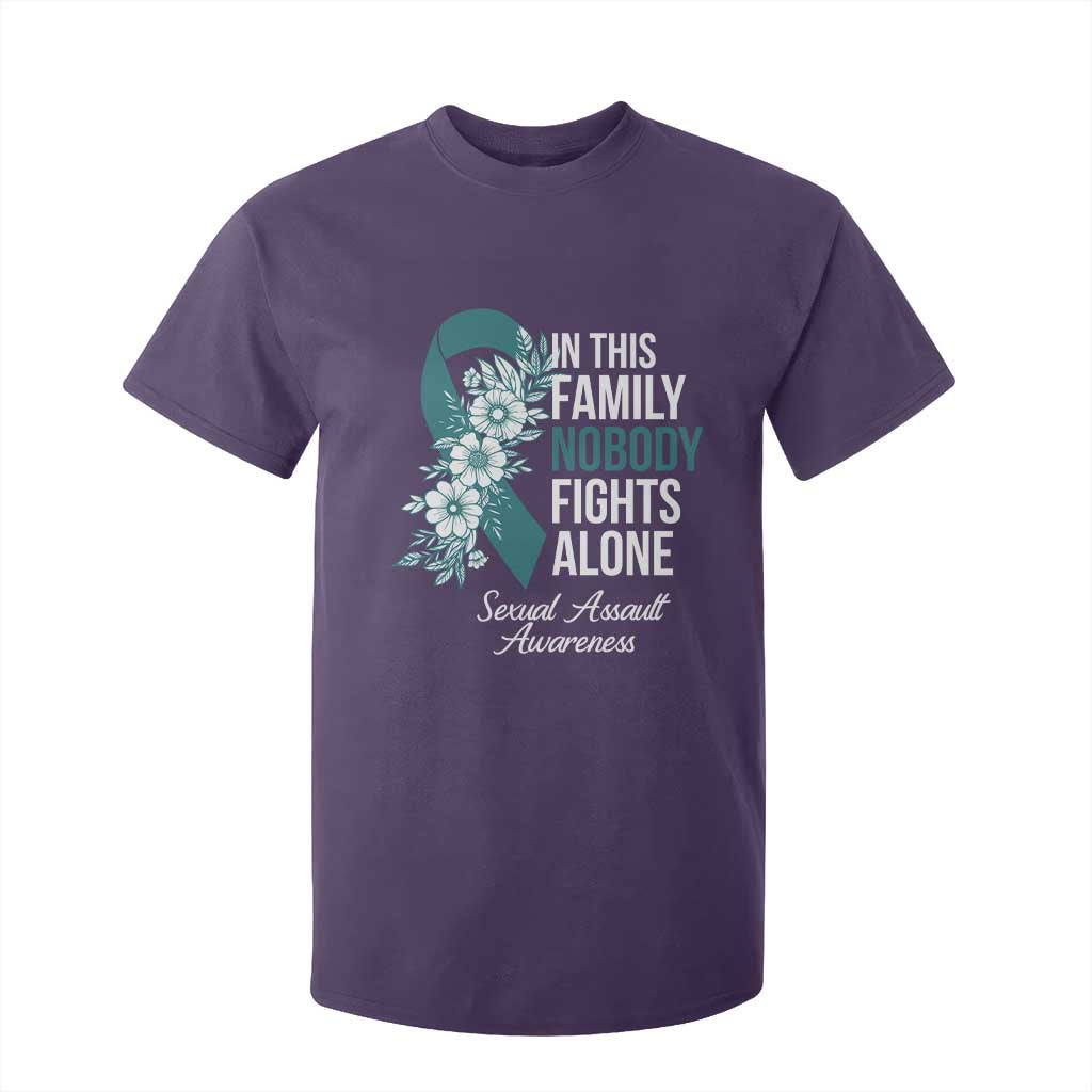 Sexual Assault Awareness T Shirt For Kid In This Family Nobody Fights Alone TS14 Purple Print Your Wear