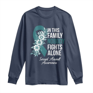 Sexual Assault Awareness Long Sleeve Shirt In This Family Nobody Fights Alone TS14 Navy Print Your Wear