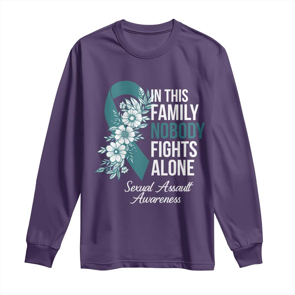 Sexual Assault Awareness Long Sleeve Shirt In This Family Nobody Fights Alone TS14 Purple Print Your Wear