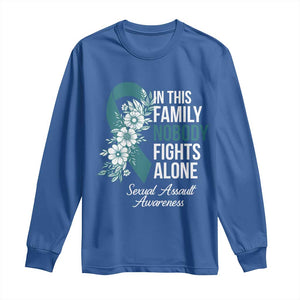 Sexual Assault Awareness Long Sleeve Shirt In This Family Nobody Fights Alone TS14 Royal Blue Print Your Wear