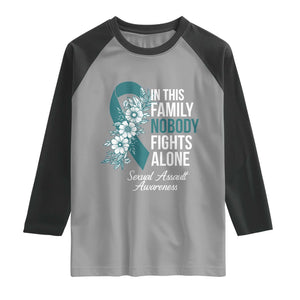 Sexual Assault Awareness Raglan Shirt In This Family Nobody Fights Alone TS14 Sport Gray Black Print Your Wear