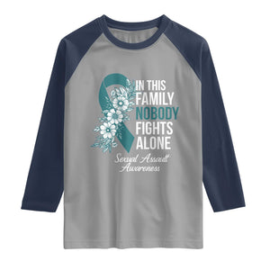 Sexual Assault Awareness Raglan Shirt In This Family Nobody Fights Alone TS14 Sport Gray Navy Print Your Wear