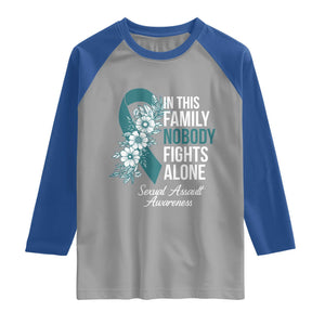 Sexual Assault Awareness Raglan Shirt In This Family Nobody Fights Alone TS14 Sport Gray Royal Print Your Wear
