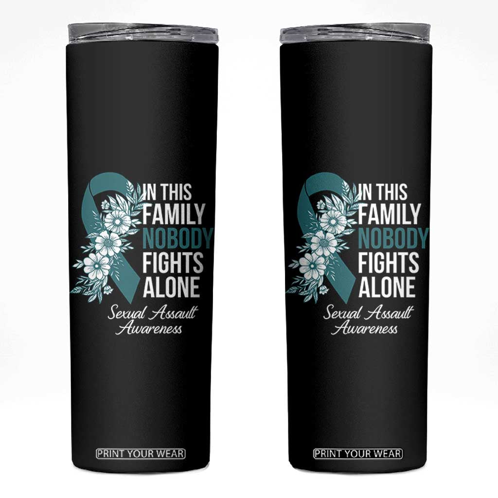Sexual Assault Awareness Skinny Tumbler In This Family Nobody Fights Alone TS14 Black Print Your Wear