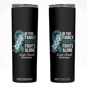 Sexual Assault Awareness Skinny Tumbler In This Family Nobody Fights Alone TS14 Black Print Your Wear