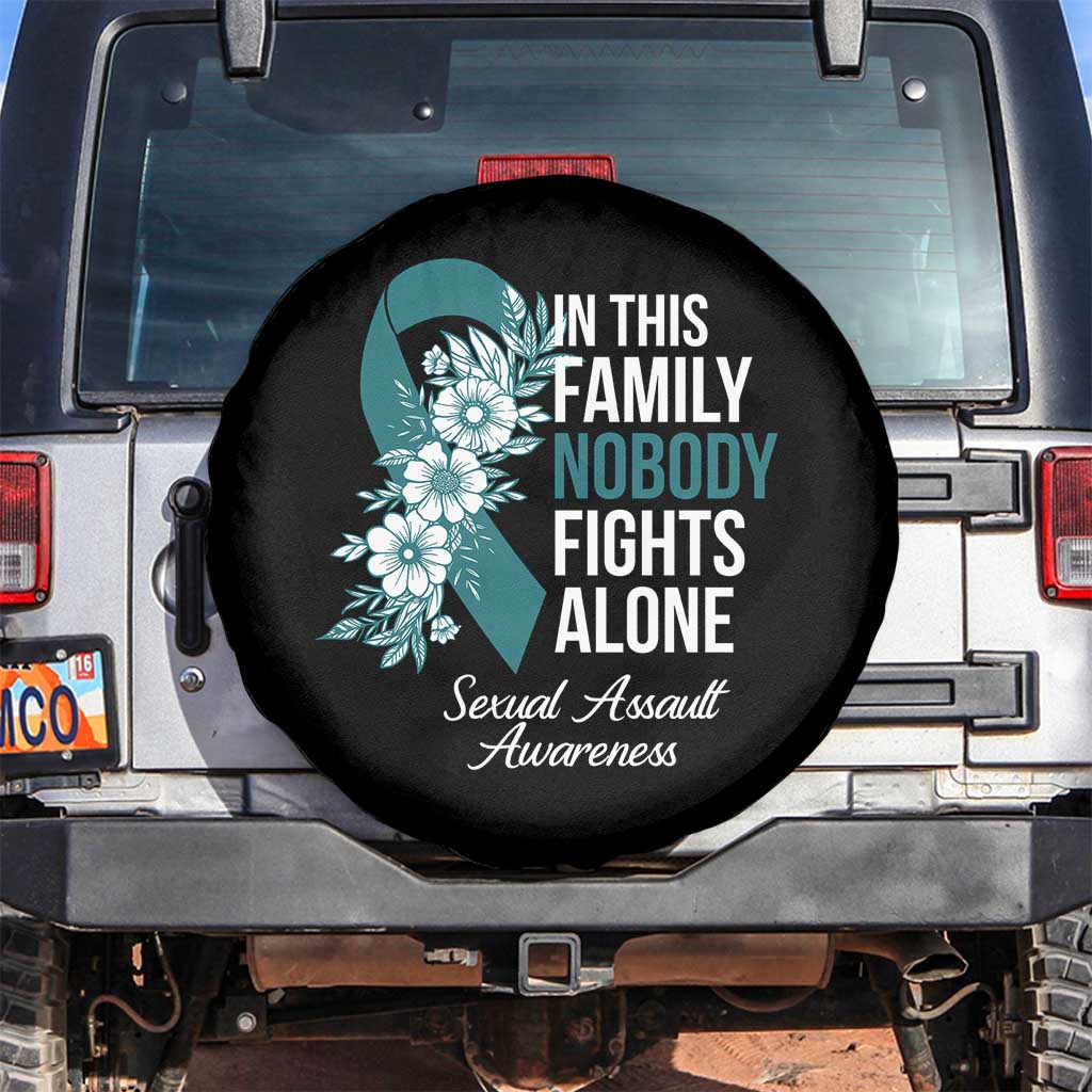 Sexual Assault Awareness Spare Tire Cover In This Family Nobody Fights Alone TS14 No hole Black Print Your Wear