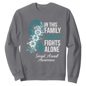 Sexual Assault Awareness Sweatshirt In This Family Nobody Fights Alone TS14 Charcoal Print Your Wear
