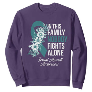Sexual Assault Awareness Sweatshirt In This Family Nobody Fights Alone TS14 Purple Print Your Wear