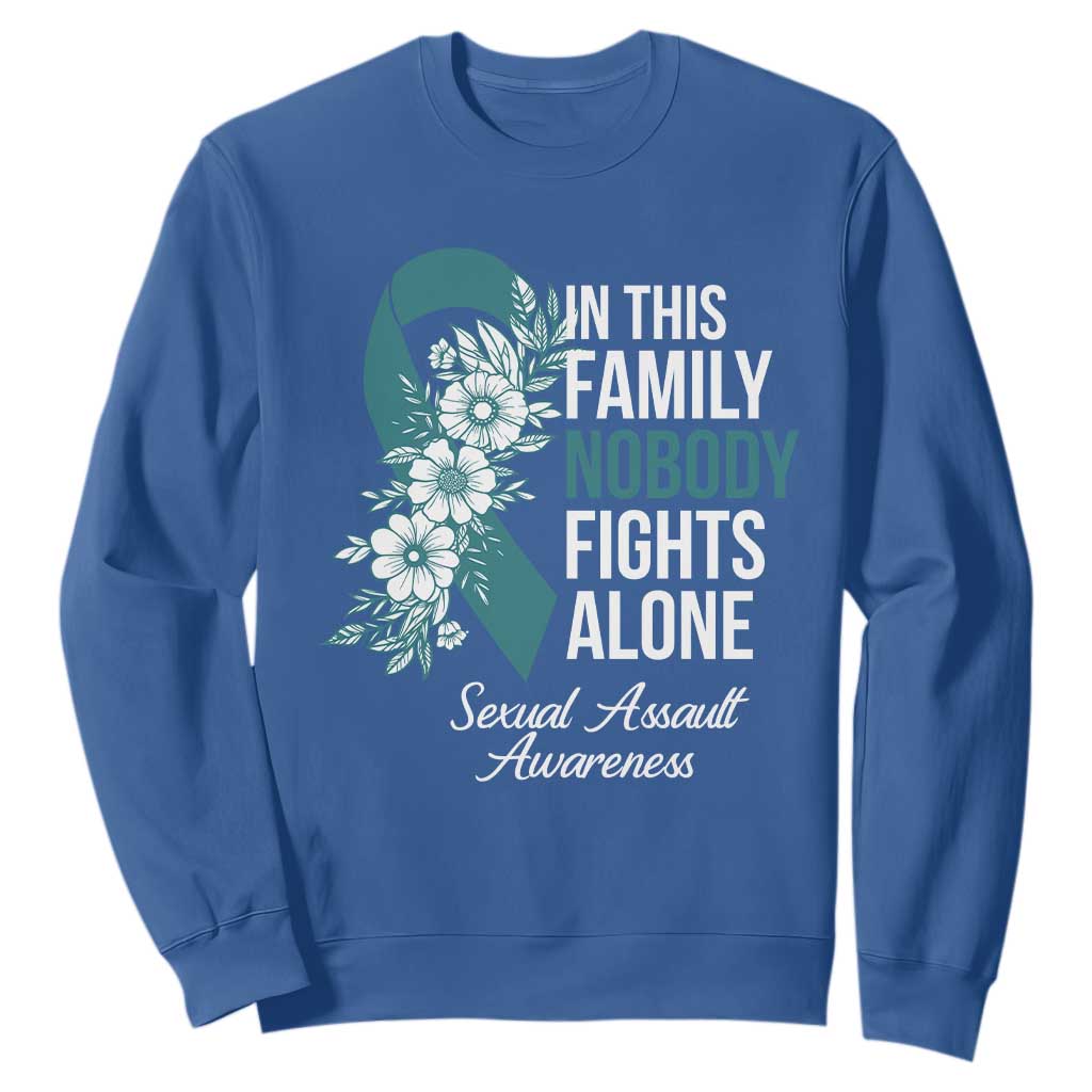 Sexual Assault Awareness Sweatshirt In This Family Nobody Fights Alone TS14 Royal Blue Print Your Wear