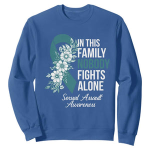 Sexual Assault Awareness Sweatshirt In This Family Nobody Fights Alone TS14 Royal Blue Print Your Wear