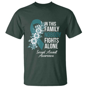 Sexual Assault Awareness T Shirt In This Family Nobody Fights Alone TS14 Dark Forest Green Print Your Wear